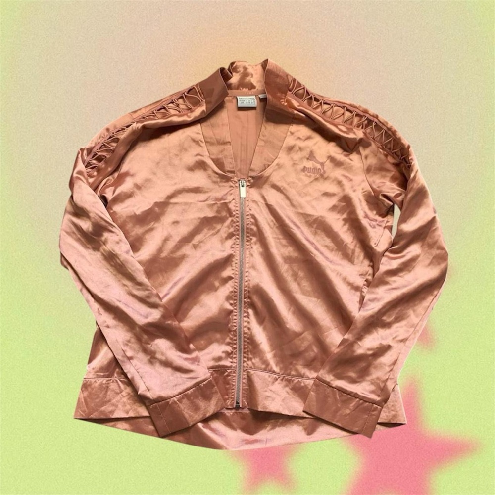 PUMA vintage Pink Bomber Jacket Satin Finish